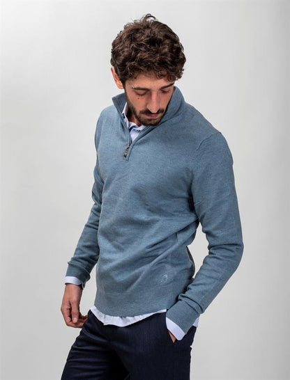 Men Wool Blend Half Zipper