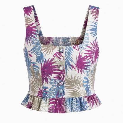 Square Neckline Top With Ruffles
