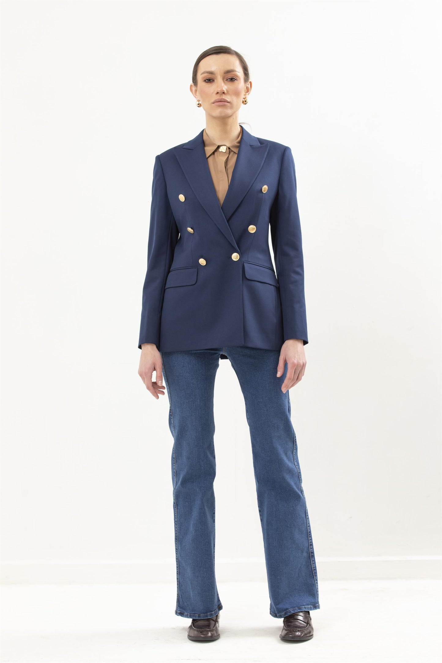 Double Breasted Blazer With Front Flaps