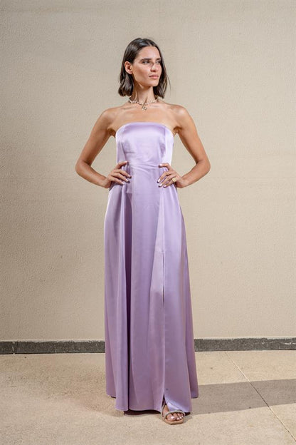 Midi Dress With Straight Neckline and Of Shoulder Design