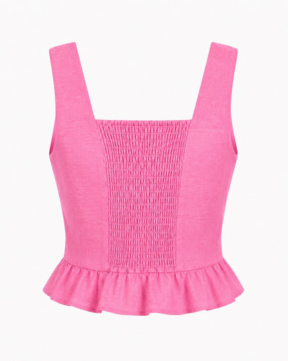 Square Neckline Top With Ruffles
