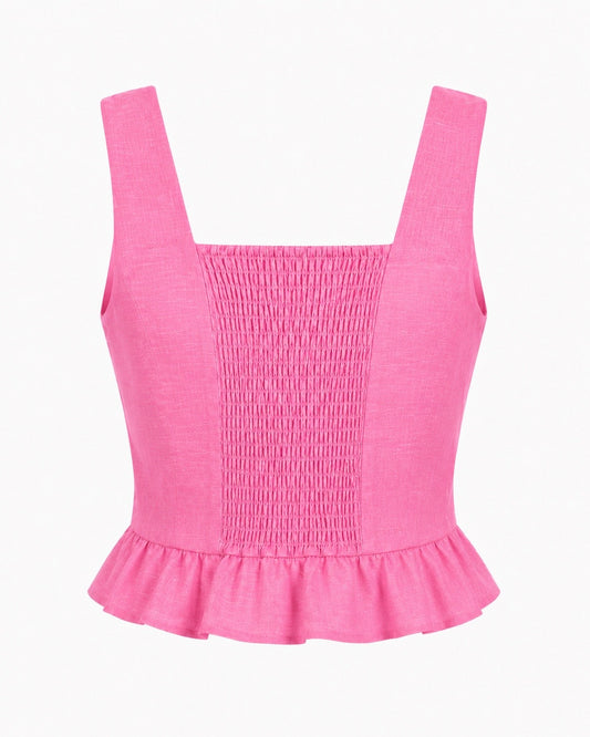 Square Neckline Top With Ruffles