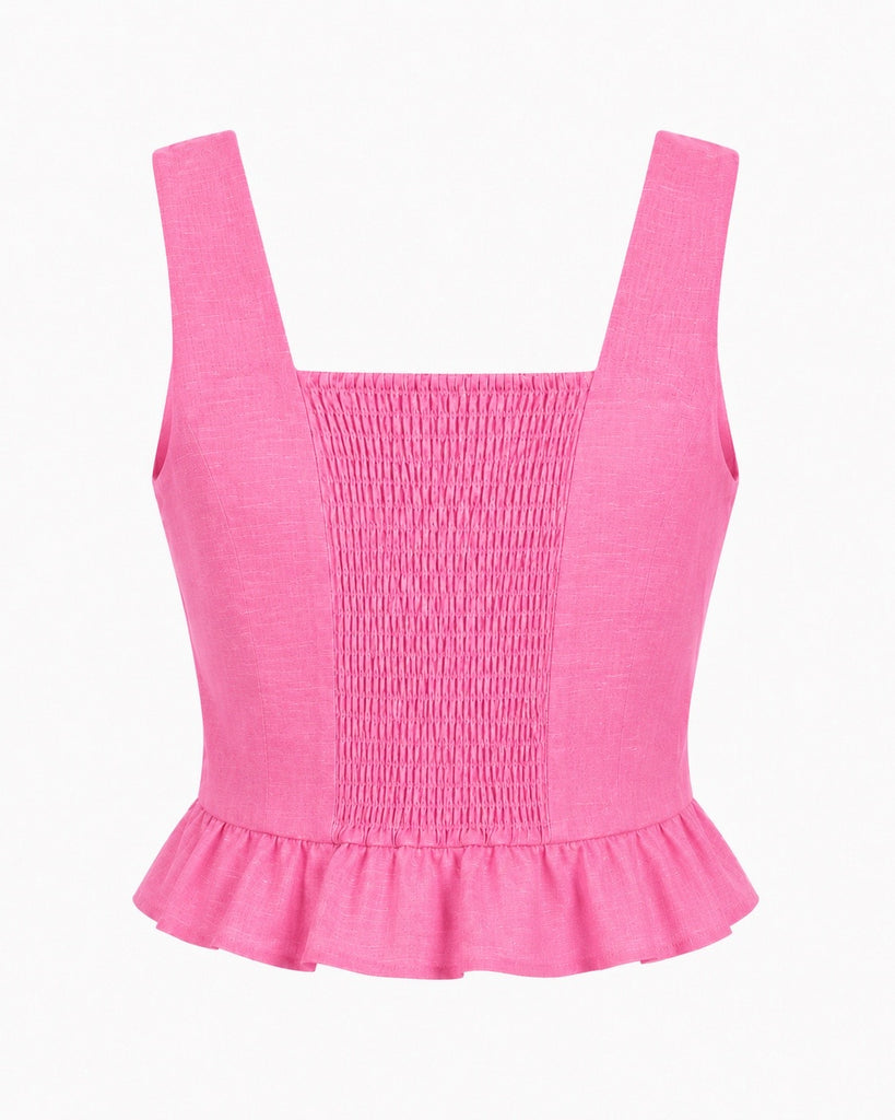Square Neckline Top With Ruffles