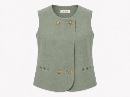 Double Breasted Round Neck Waistcoat