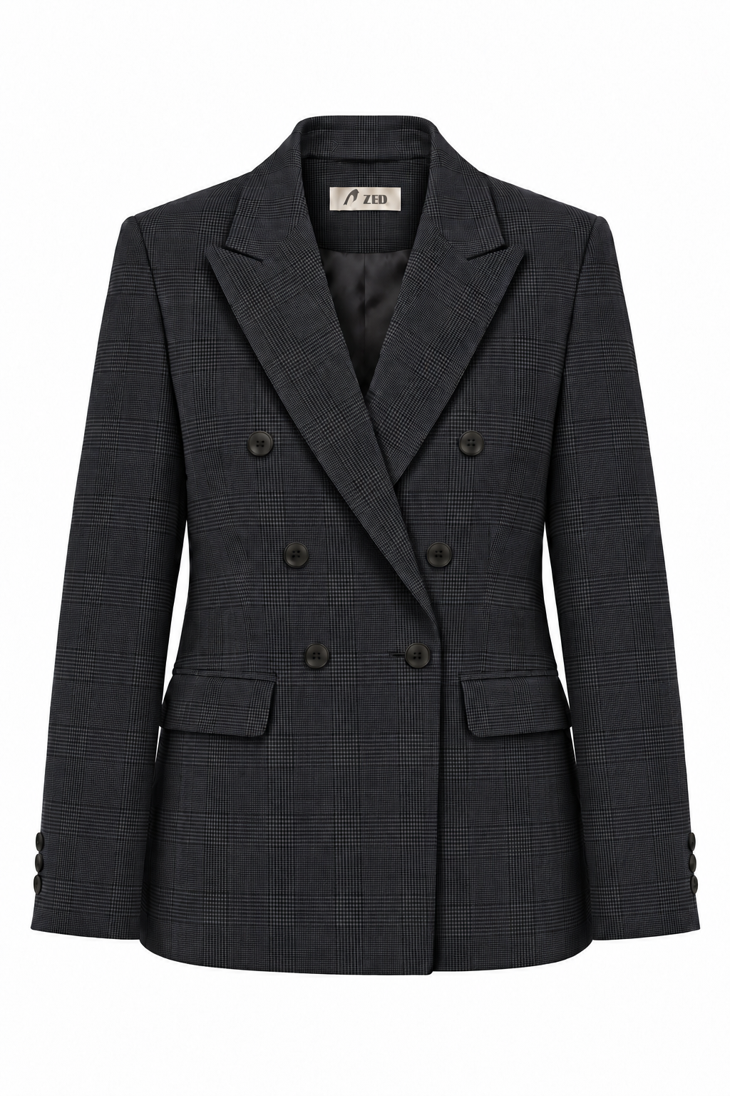 Double Breasted Blazer With Front Flaps