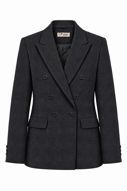 Double Breasted Blazer With Front Flaps