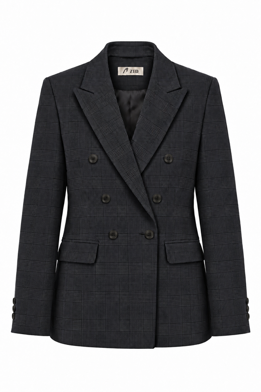Double Breasted Blazer With Front Flaps