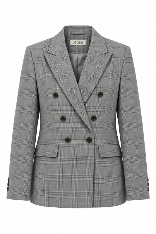 Double Breasted Blazer With Front Flaps