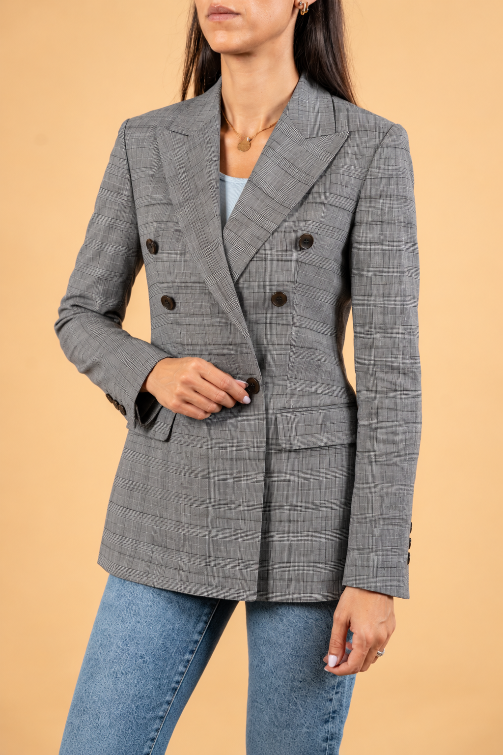 Double Breasted Blazer With Front Flaps