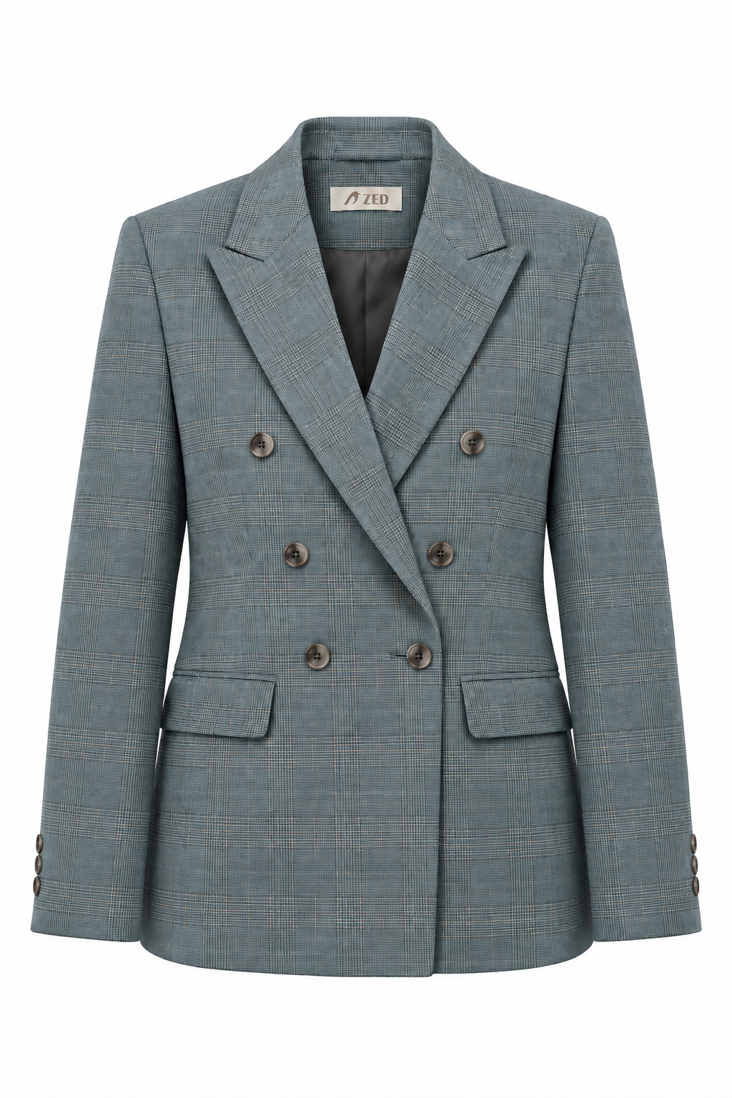 Double Breasted Blazer With Front Flaps