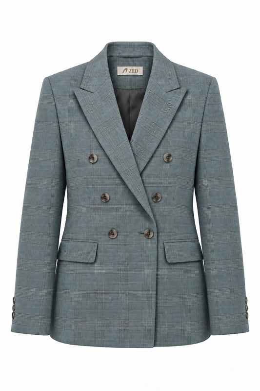 Double Breasted Blazer With Front Flaps