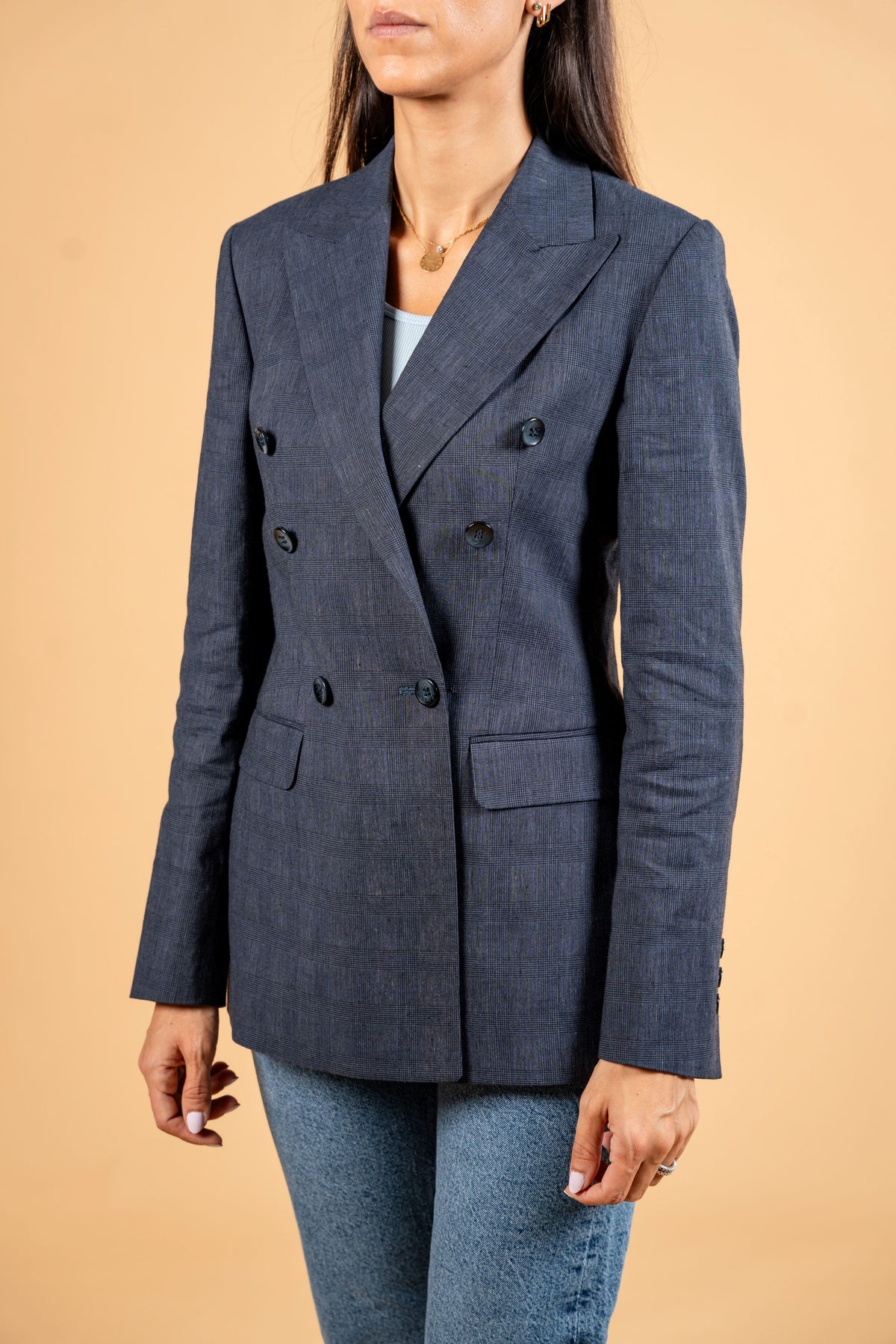 Double Breasted Blazer With Front Flaps