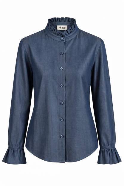 Shirt With Ruffled Sleeves