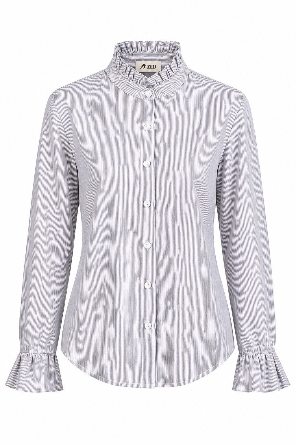 Shirt With Ruffled Sleeves