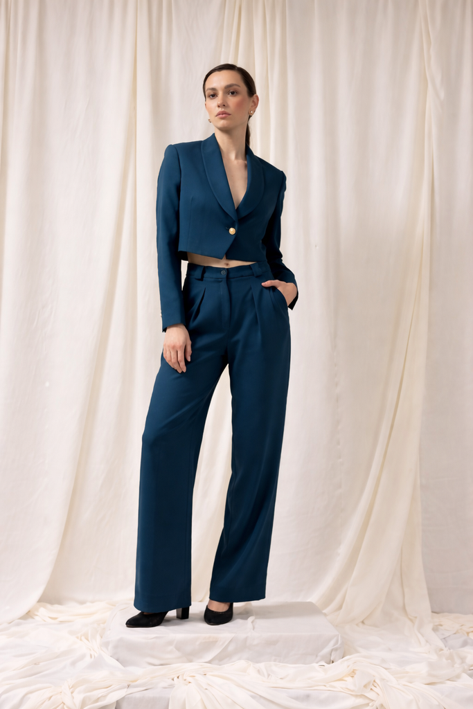 Cropped Double Breasted Blazer