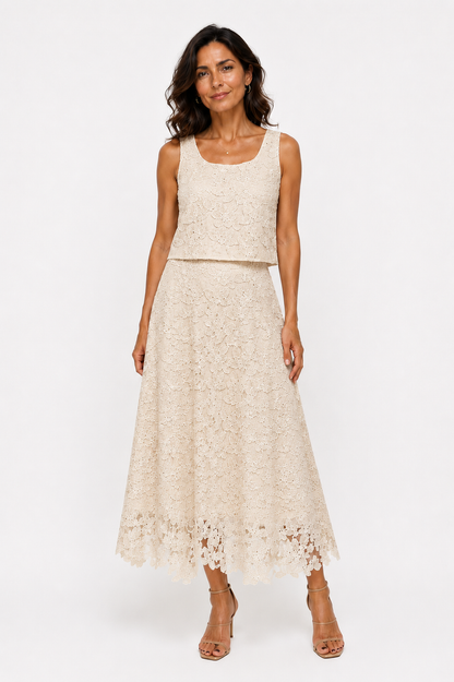 Sleeveless Floral Lace Top
