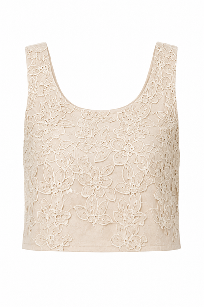 Sleeveless Floral Lace Top