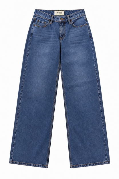 Mid Rise Straight Leg Denim