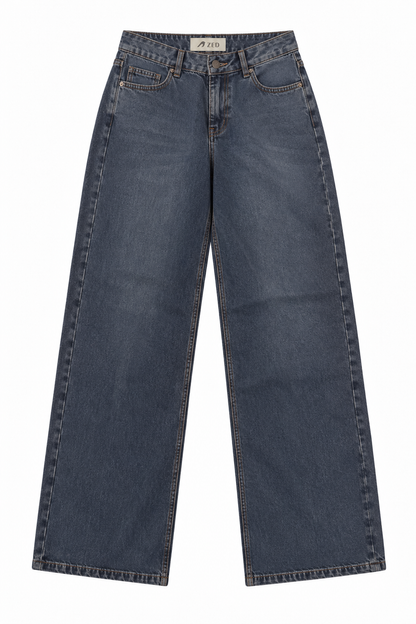 Mid Rise Straight Leg Denim
