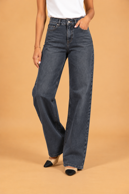 Mid Rise Straight Leg Denim