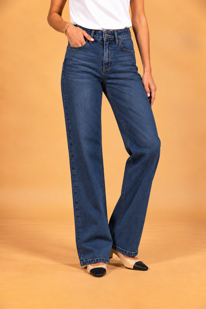 Mid Rise Straight Leg Denim