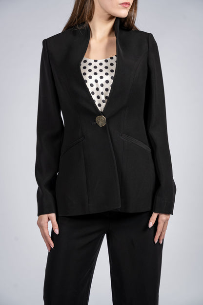 Single Breasted Blazer with Stand-up Neckline