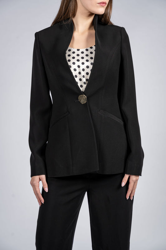Single Breasted Blazer with Stand-up Neckline