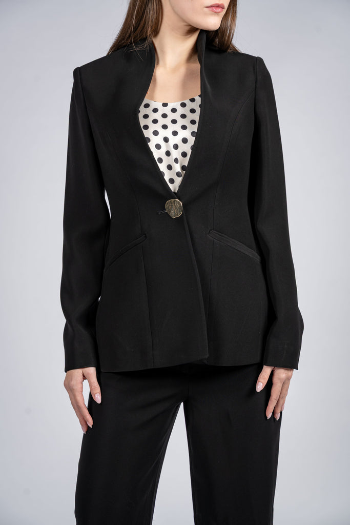Single Breasted Blazer with Stand-up Neckline