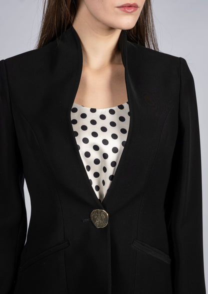 Single Breasted Blazer with Stand-up Neckline