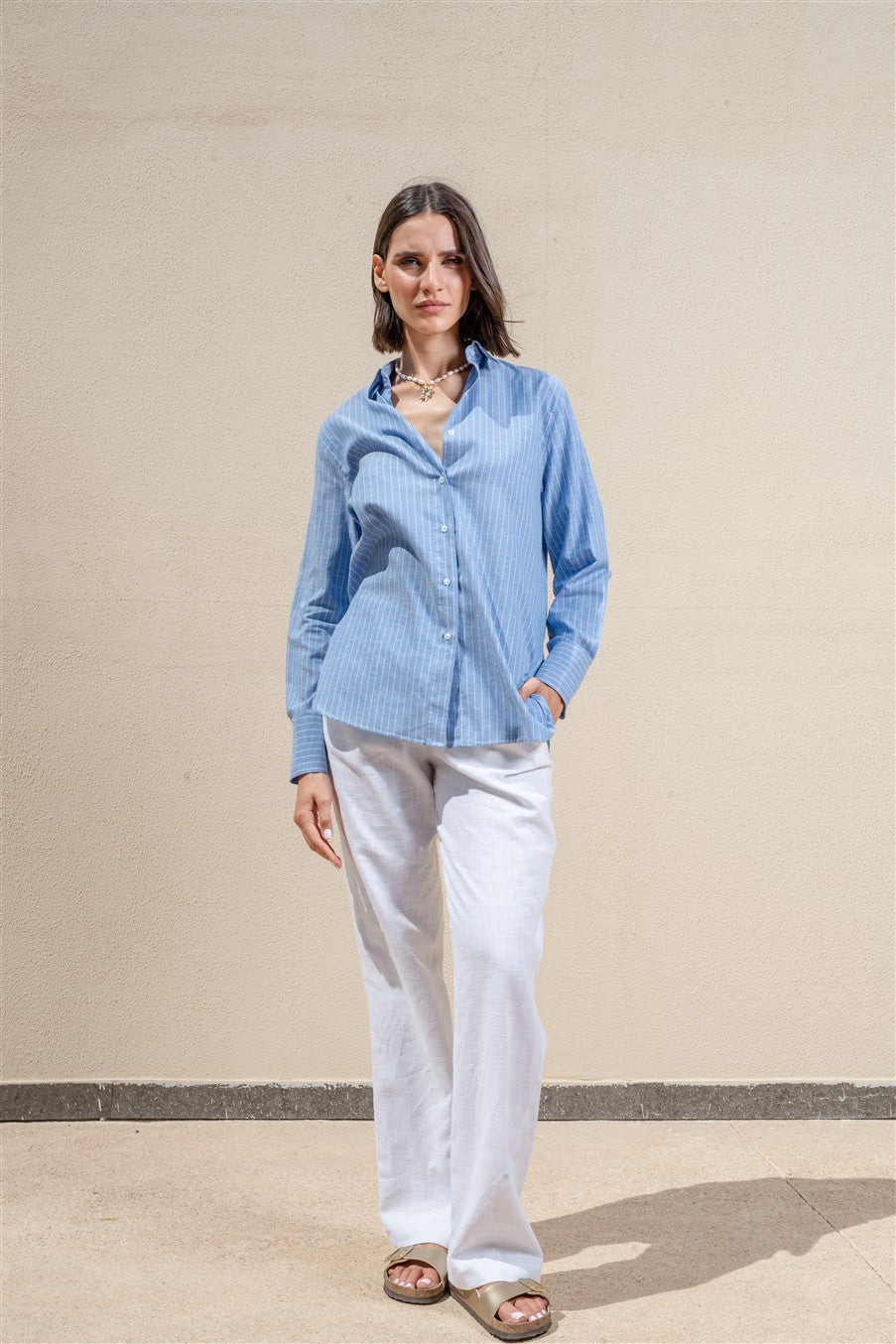 Long Sleeves Shirt With Round Side Slits