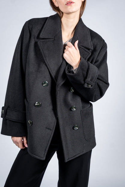 Double Breasted Coat With Patch Pockets