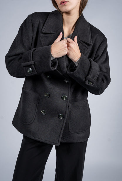 Double Breasted Coat With Patch Pockets