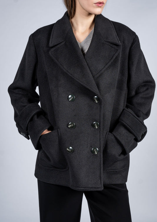 Double Breasted Coat With Patch Pockets