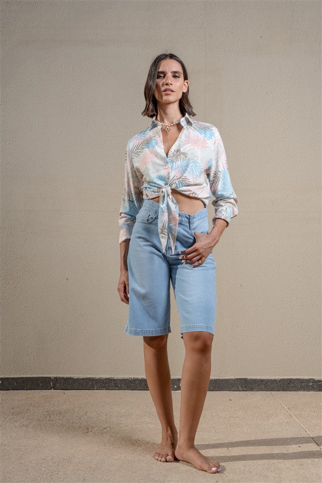 Long Sleeves Shirt With Front Tie