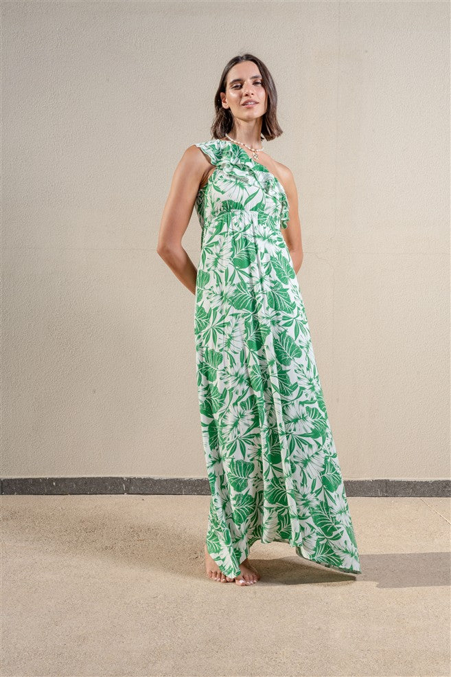 One Shoulder Ruffled Dress