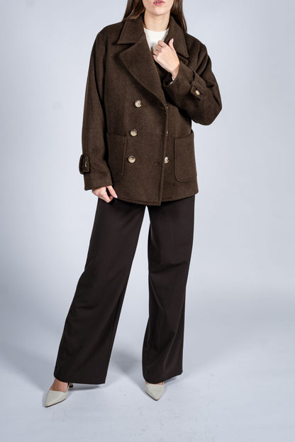 Double Breasted Coat With Patch Pockets