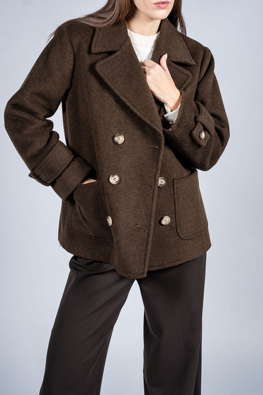 Double Breasted Coat With Patch Pockets
