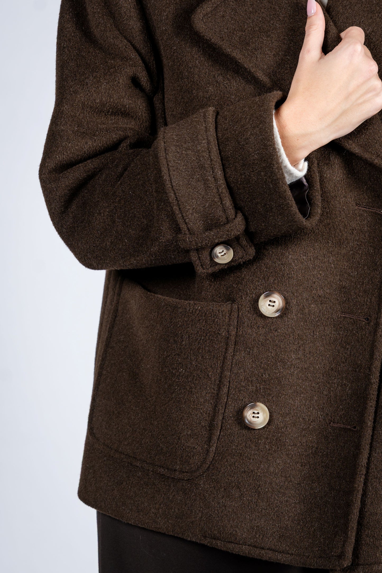 Double Breasted Coat With Patch Pockets