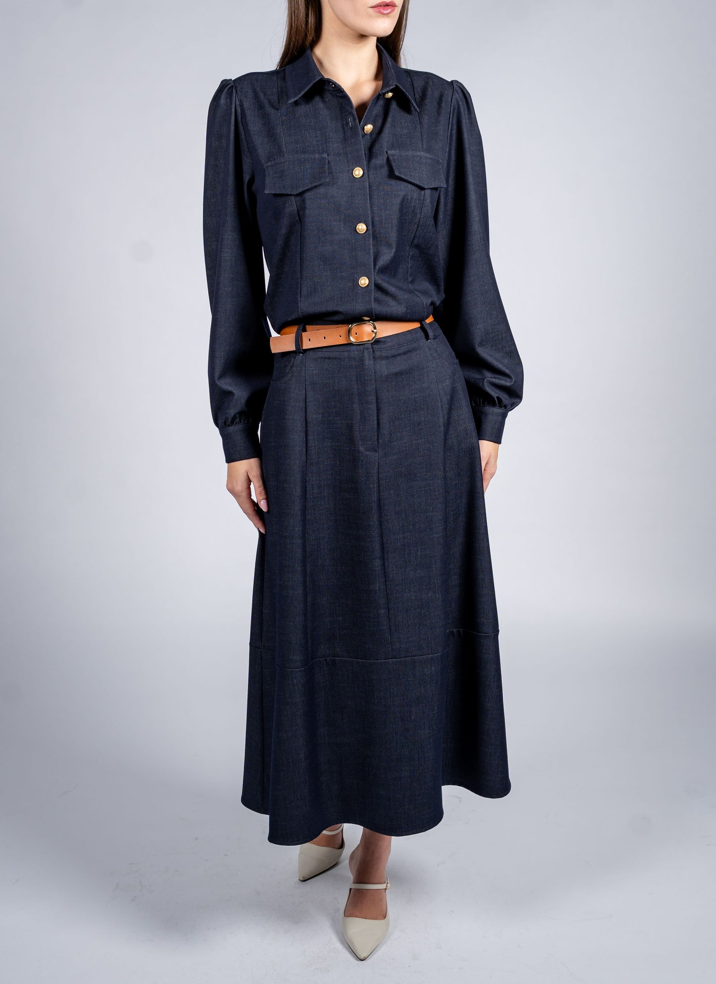 Shirt With Cuts Inserts And Flap Pockets
