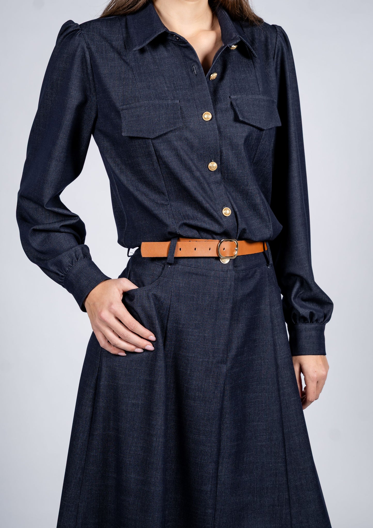Shirt With Cuts Inserts And Flap Pockets