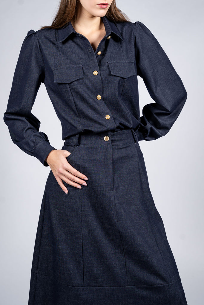 Shirt With Cuts Inserts And Flap Pockets