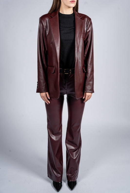Wide Leg Leather Trousers