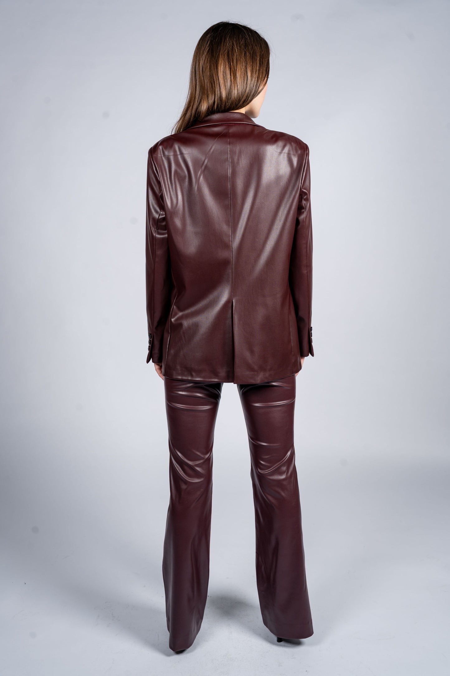 Wide Leg Faux Leather Trousers