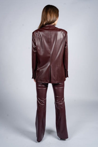 Wide Leg Faux Leather Trousers