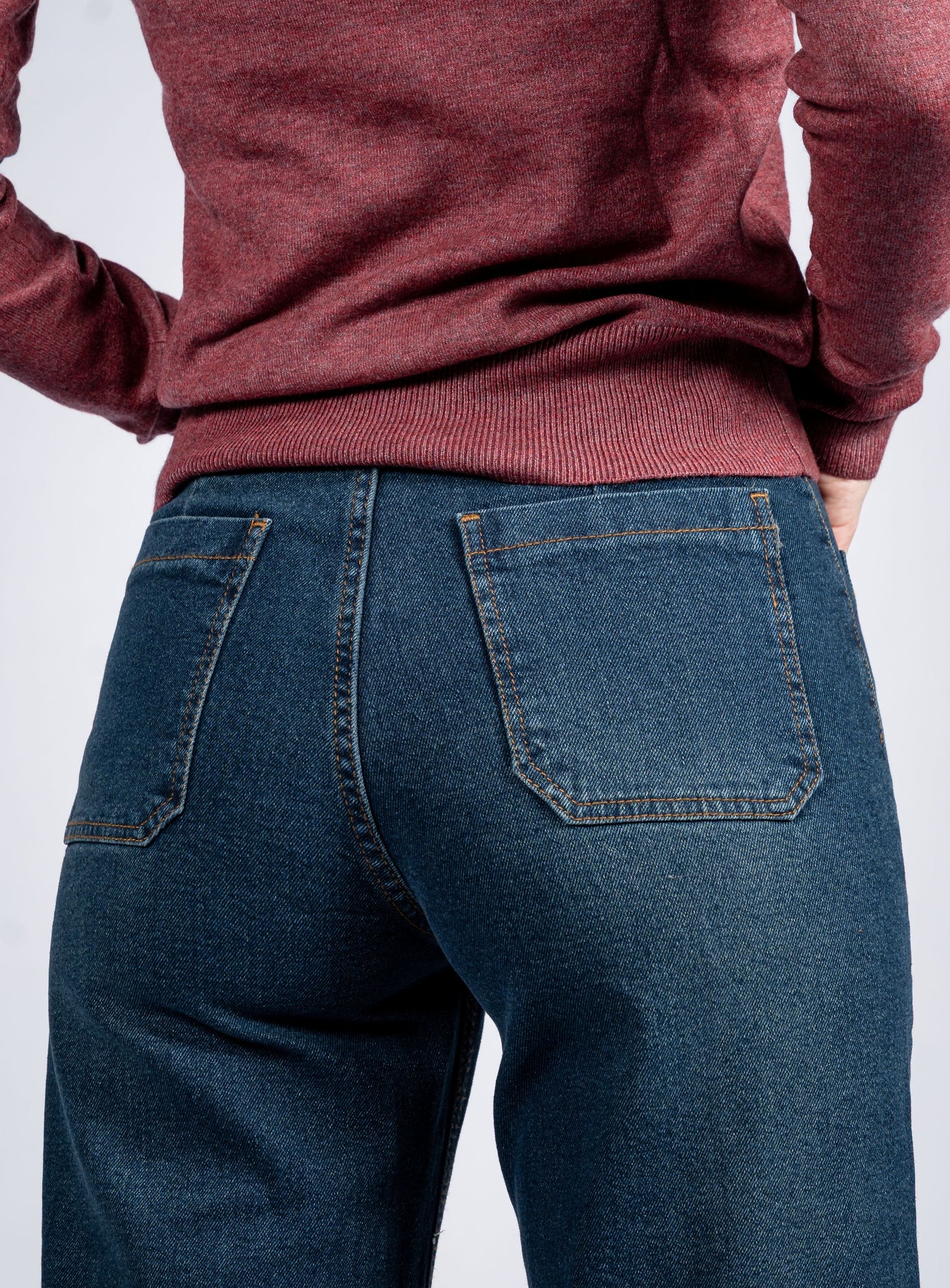 Wide Leg Marine Jeans With Pockets