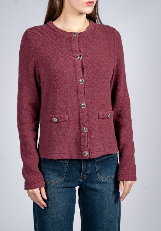 Long Sleeves Cardigan With Metal Buttons