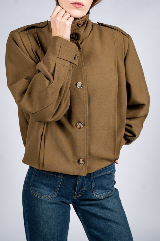 Pleated Jacket With Shoulder Tabs