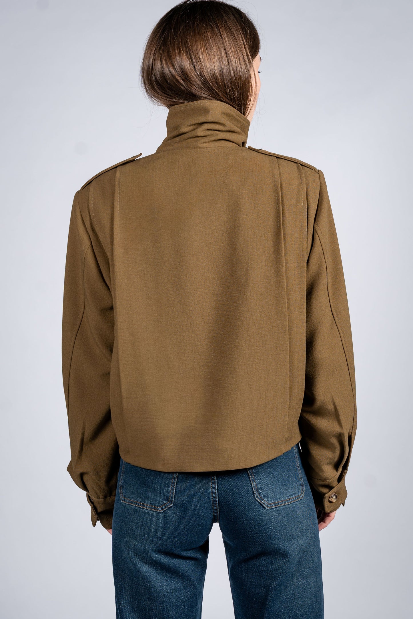 Pleated Jacket With Shoulder Tabs