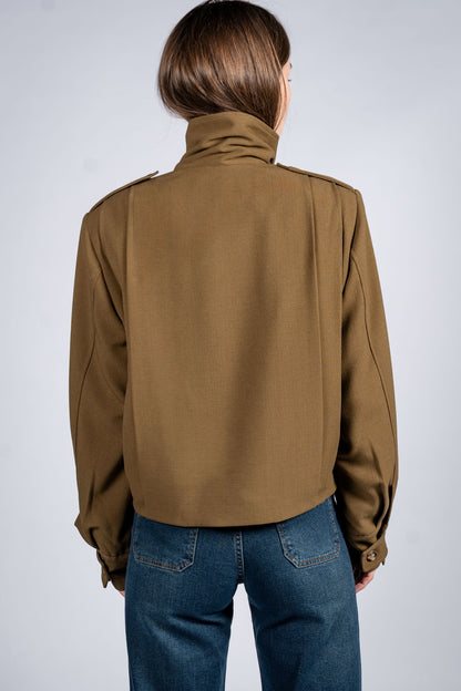 Pleated Jacket With Shoulder Tabs