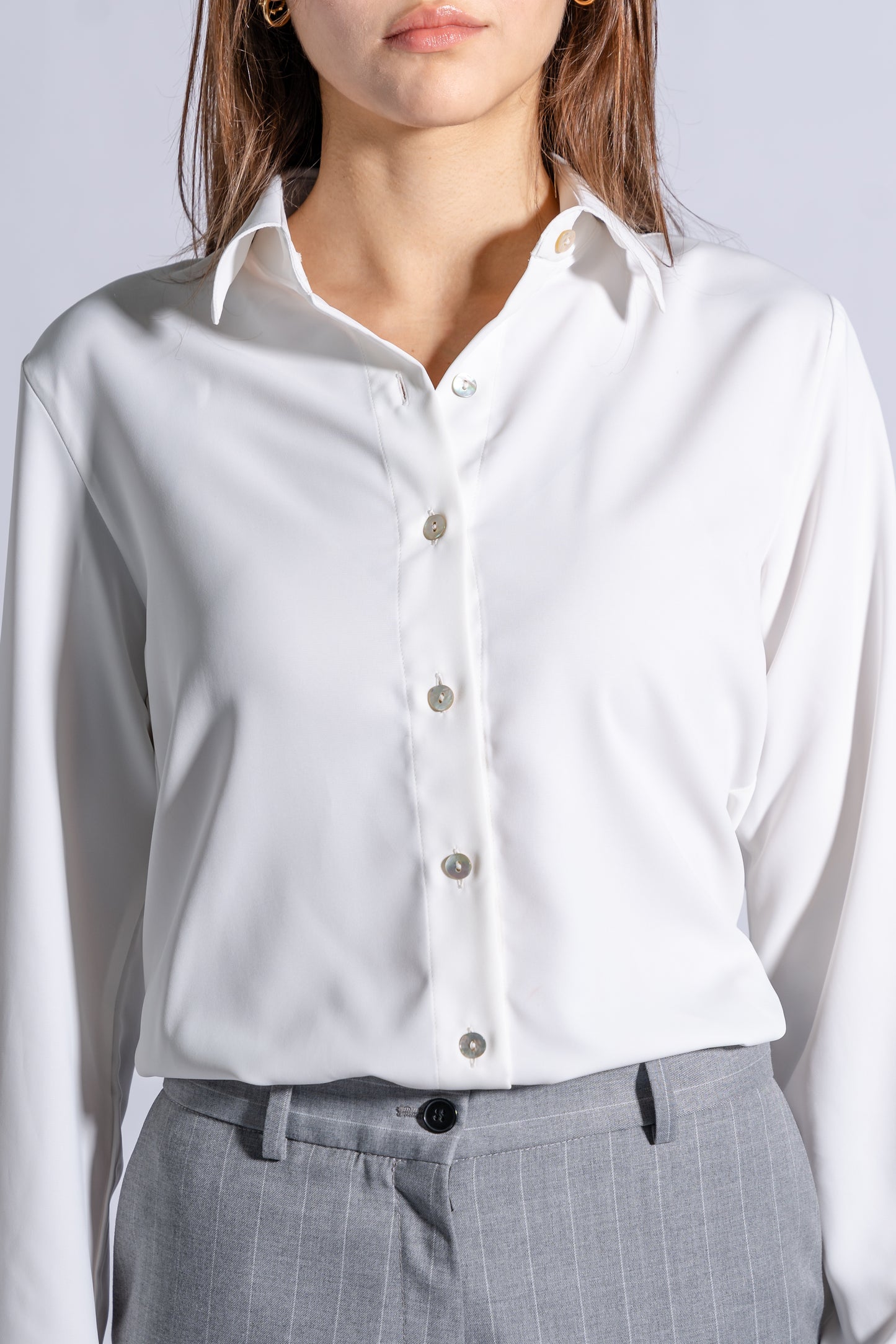 Satin Classic Shirt With Gold Buttons